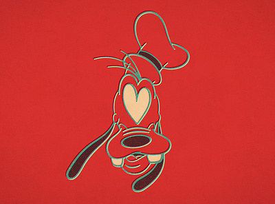 Goofy Love branding cartoon character design digital art disney double meaning flat goofy heart icon illustration logo love minimal screenprint technique vector wit