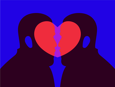 Heartbreak abstract adobe illustrator branding design digital art double meaning flat heart illustration love minimal profile silhouette vector wit