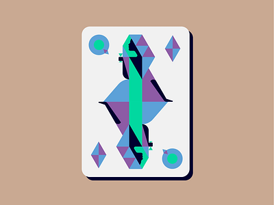 Queen of Diamonds abstract card diamond graphic illustrationstration minimal queen series