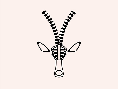 Daily word challenge: Zip + Horn animal art design digital art double meaning flat horn icon illustration impala line art logo minimal vector wit zipper