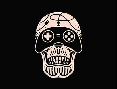 Gamer Skull controller design digital art double meaning flat gaming icon illustration logo minimal skull tattoo vector wit