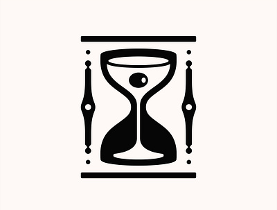 Time for a Drink abstract blackandwhite cocktails design digital art double meaning drink flat hourglass icon illustration logo minimal tattoo time vector wit