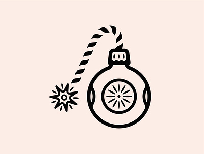 Ornament Bomb abstract blackandwhite bomb bombs candycane christmas design digital art double meaning flat holiday icon illustration lineart logo minimal ornament ornaments vector wit