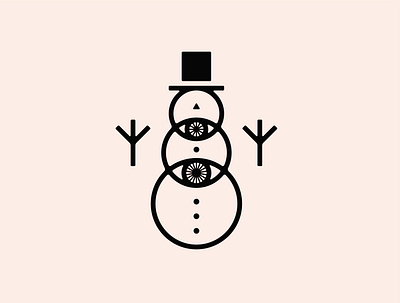 Deconstructed Snowman abstract christmas design digital art double meaning eye flat holiday icon illustration lineart logo minimal snowman tattoo vector wit