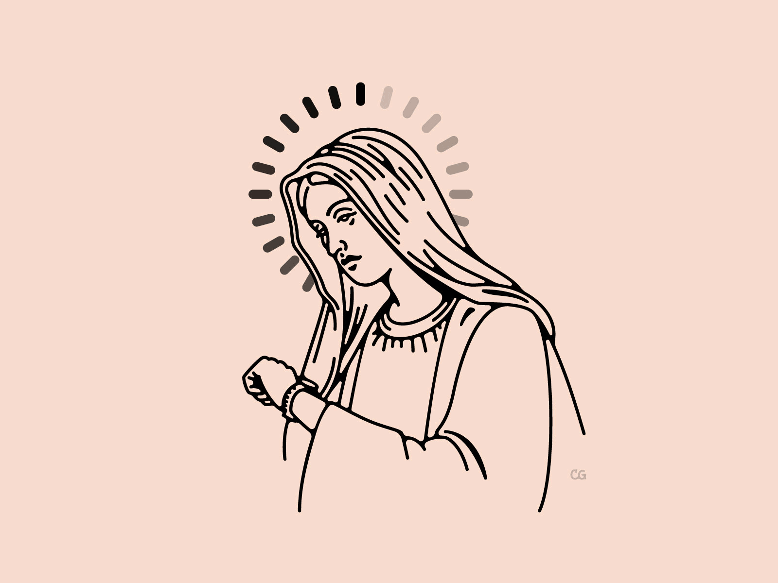What is she waiting for? abstract christian design digital art double meaning flat gif illustration loading loading animation logo madonna minimal motion vector virgin mary wait wit