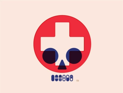 Medicine Skull abstract design flat illustration logo medicine minimal skull vector wit