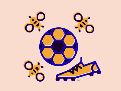 Bee Team Soccer abstract bee crest design flat futbol hive honey icon illustration logo minimal offset soccer sport tattoo team vector wit