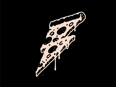 Pizza by the Bolt bolt design flat food graphic icon illustration lightning line art logo minimal pizza slice tattoo vector wit