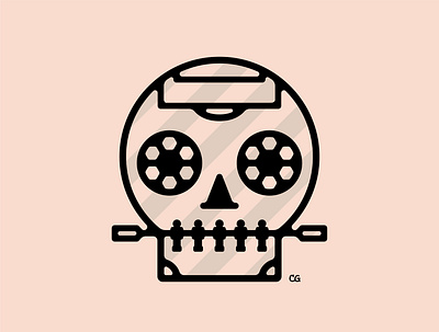 Foosball Skull abtract design flat foosball icon illustration line art logo minimal skull soccer vector wit