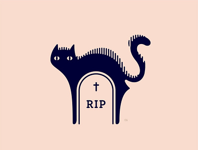 Cat-a-combs cat catacomb cemetary death design flat halloween holiday icon illustration logo minimal season tombstone vector wit