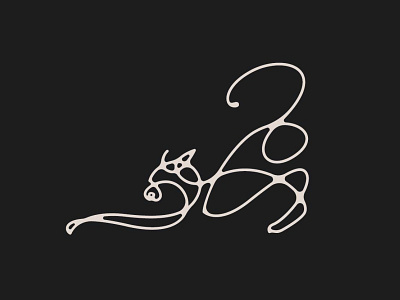 Cat Stretch abstract cat design flat illustration line art linear logo minimal style vector