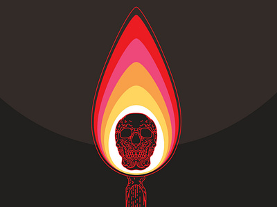 Deadly Match adobe illustrator branding design digital art double meaning fire flat icon illustration logo match minimal skull vector wit