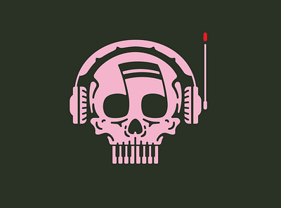 DJ Skull adobe illustrator branding design digital art dj double meaning flat headphones icon illustration logo minimal music skull vector wit