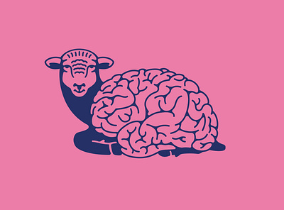 Sheepish and Brainy adobe illustrator brain branding character design digital art double meaning flat icon illustration logo minimal sheep vector wit