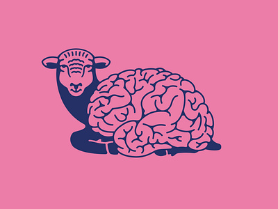 Sheepish and Brainy adobe illustrator brain branding character design digital art double meaning flat icon illustration logo minimal sheep vector wit