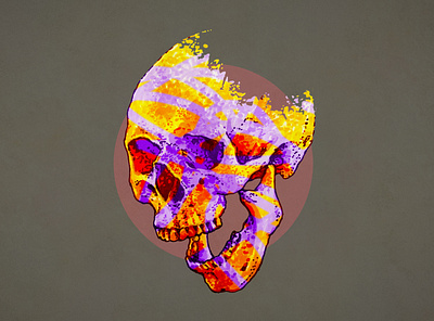 Fiery skull fire illustration ink mixedmedia pen prismacolor skull style vector