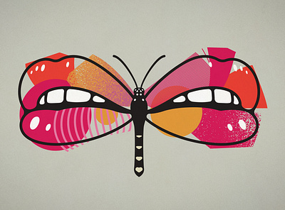 Fly mouth you've got there branding butterfly design digital art double meaning dragonfly flat icon illustration insect logo minimal mouth style technique vector wit