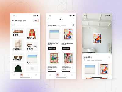 Shopping App Concept: Curate app design product design ui