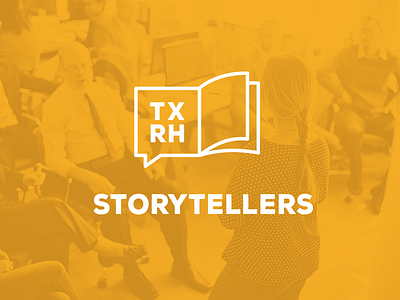 Storytellers logo book speaker speech bubble story