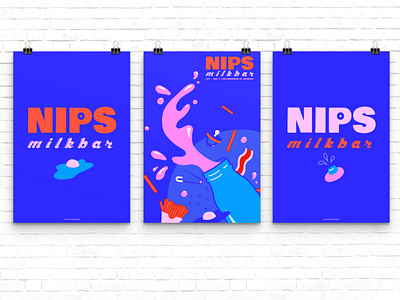 Nips Milkbar Posters branding graphic design illustration posters vector