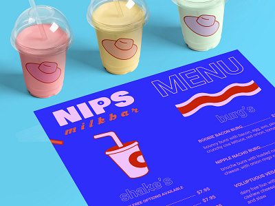 Nips Milkbar Menu branding design graphic design illustration menu design print