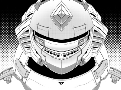 spearhead combat comic book digital art halftone manga miguemaru robot