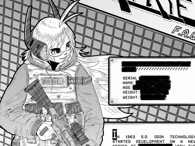 Valkyrie F.A.Q. page combat comic book digital art manga miguemaru robot