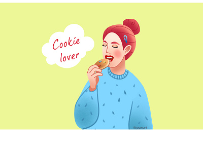 Cookie Lover character cookies design drawing eating feelings foodie girl illustration girls graphics illustration illustration art illustrator love poster print sketchbookpro