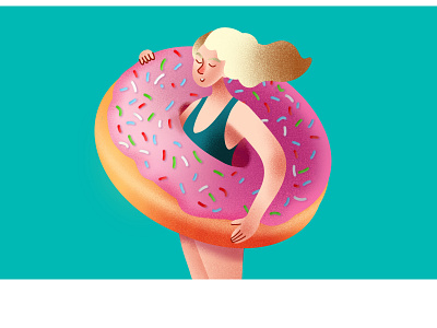 ''Donut'' beach body bodyshame character chubby design donut draw drawing girl graphicdesign illustration illustrator oversized poster print sketchbookpro summer sweet woman