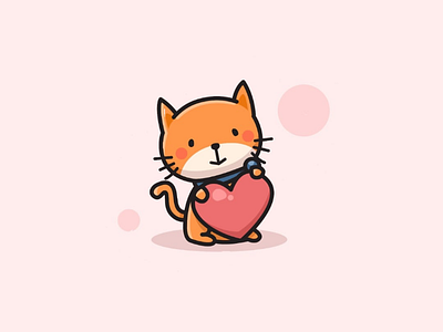 Orange kitten hugs heart adorable animal cartoon character cute design graphic hugs illustration kitten illustrations lineart love vector