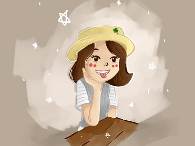 Little girl and yellow hat characterdesign childrenillustration digitalartwork