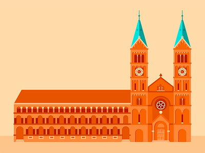 Franciscan Church (Maribor) building church digital digitalart flat flat building flat church flat illustration illustration illustration digital illustrator maribor orange vector