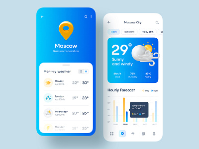 Weather App 3d app blue dashboard gradient ios mobile mobile app rain sun ui ux weather weather app weather forecast