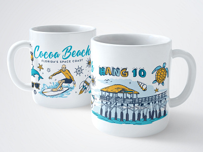 Cocoa Beach Mug adobe draw beaches cocoa beach doodde florida illustration mug surf