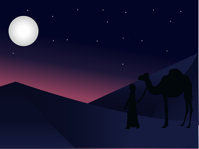 Camel background camel design earth egypt flat illustration nightlife savanna sky stars ui