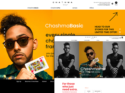 Official Chashma Website Design design with xd front page header hero banner homepage landing page menu simple website ux design web design website website experience