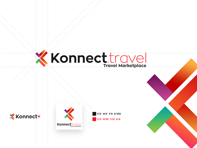Konnect.travel Logo Design brand branding design concept illustration k character multicolour travel logo zona font