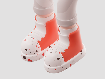 Shoes, with terrazzo touch. 3d graphic design