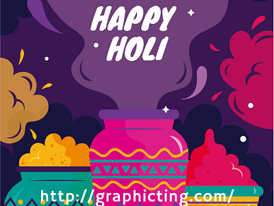 Happy Holi (THE BIGGEST FESTIVAL OF INDIA) colors festival illustration
