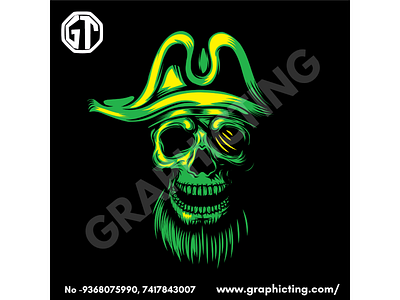 Green Skull Vector Art branding design hand drawn illustration logo logo design photoshop poster design typography ux