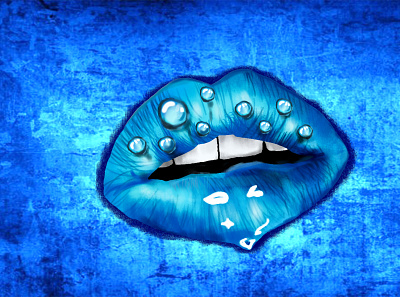 Blue Lips blue branding design hand drawn icon line art lips logo logo design photoshop