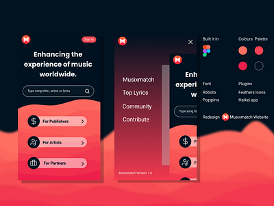 Musixmatch for Web App design graphic design mobile mobile app design redesign ui web app