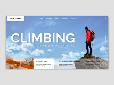 Climbing design landing page typography ui ux website