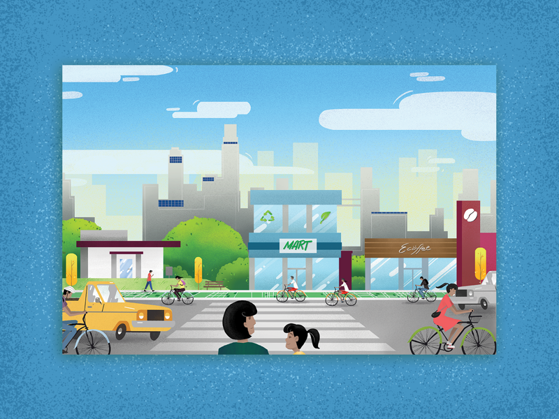 Eco-Street trees eco green illustration concept art design