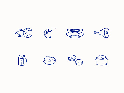 Seafood&Beer icons bar beer design flat food graphic design icon illustration line lineart lineicon minimalism oysters restaurant seafood shrimps vector