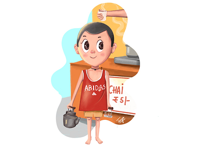Chotu Chai wala. character design cute graphic designer illustrator kids illustration procreate