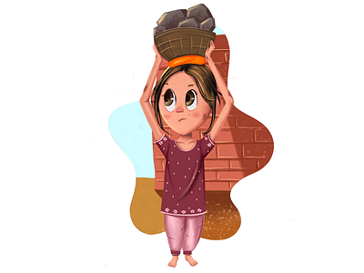 Children of india series. Reema who works in mines. character design children colorful colour cute drawing illustration kids illustration paintings procreate