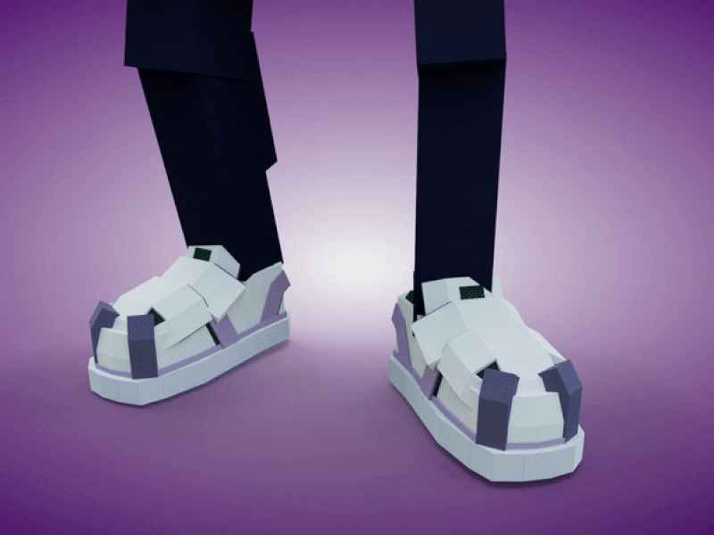 White Wolf shoes animation lowpoly motion graphics sandbox voxedit voxel