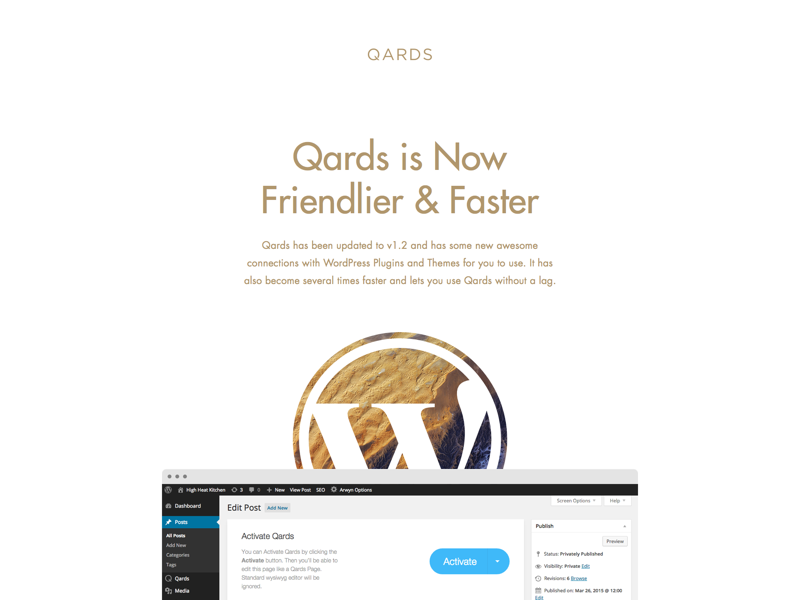 Qards: Upcoming Update. TypeKit, SEO, Optimization