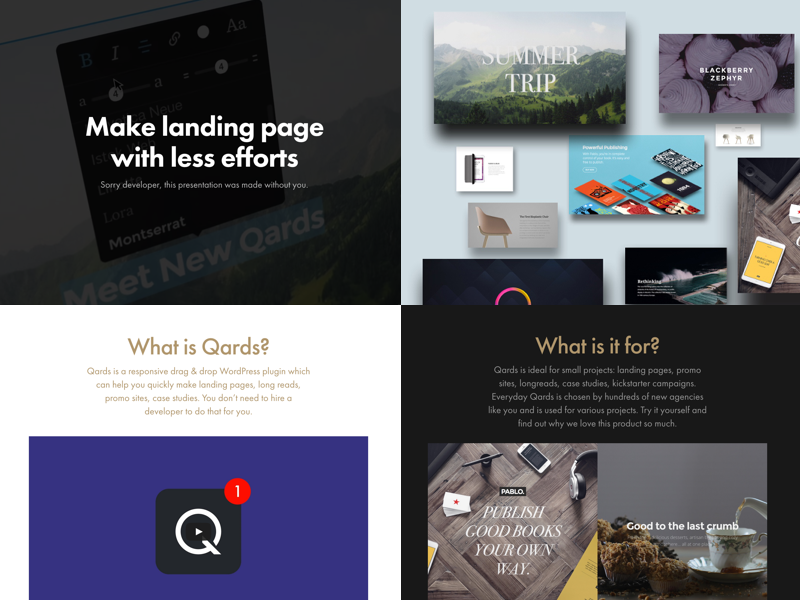 Make Landing Page with WordPress and Qards landing page longread plugin qards responsive site startup story ui ux wordpress